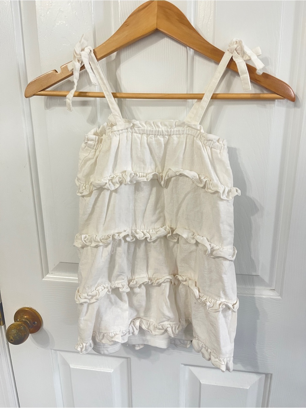 52seven littles Dress Size 4T White Linen Tiered Ruffle Sundress Beach